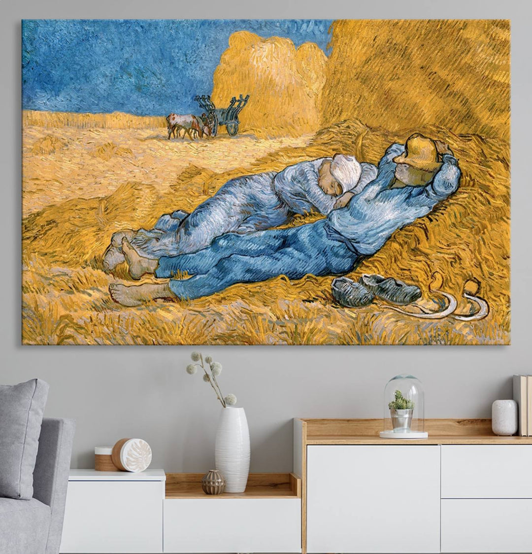 A Vincent Van Gogh Nature canvas print depicting resting farmers.