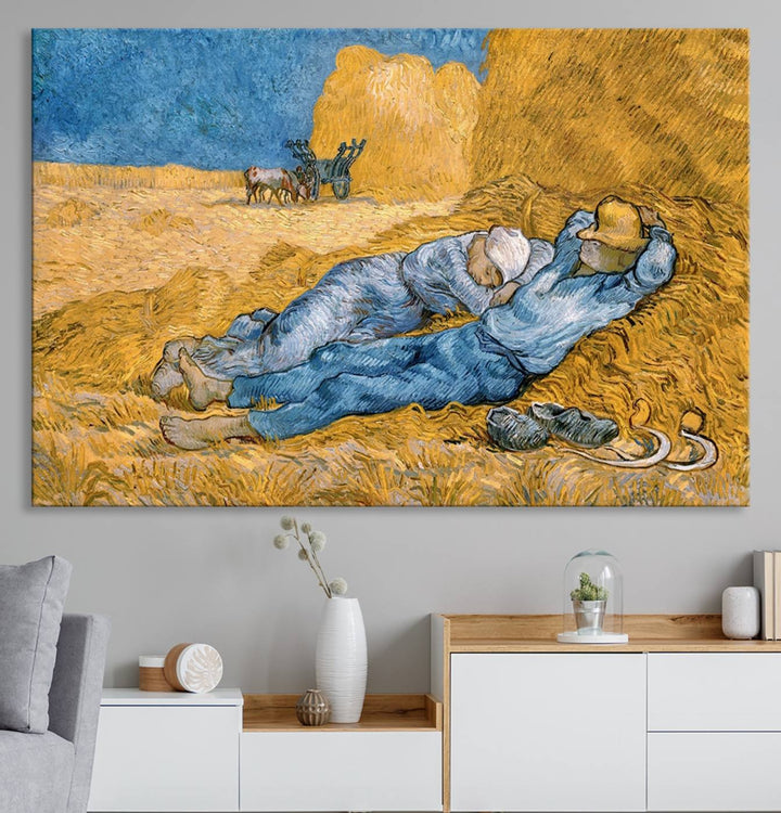 A Vincent Van Gogh Nature canvas print depicting resting farmers.