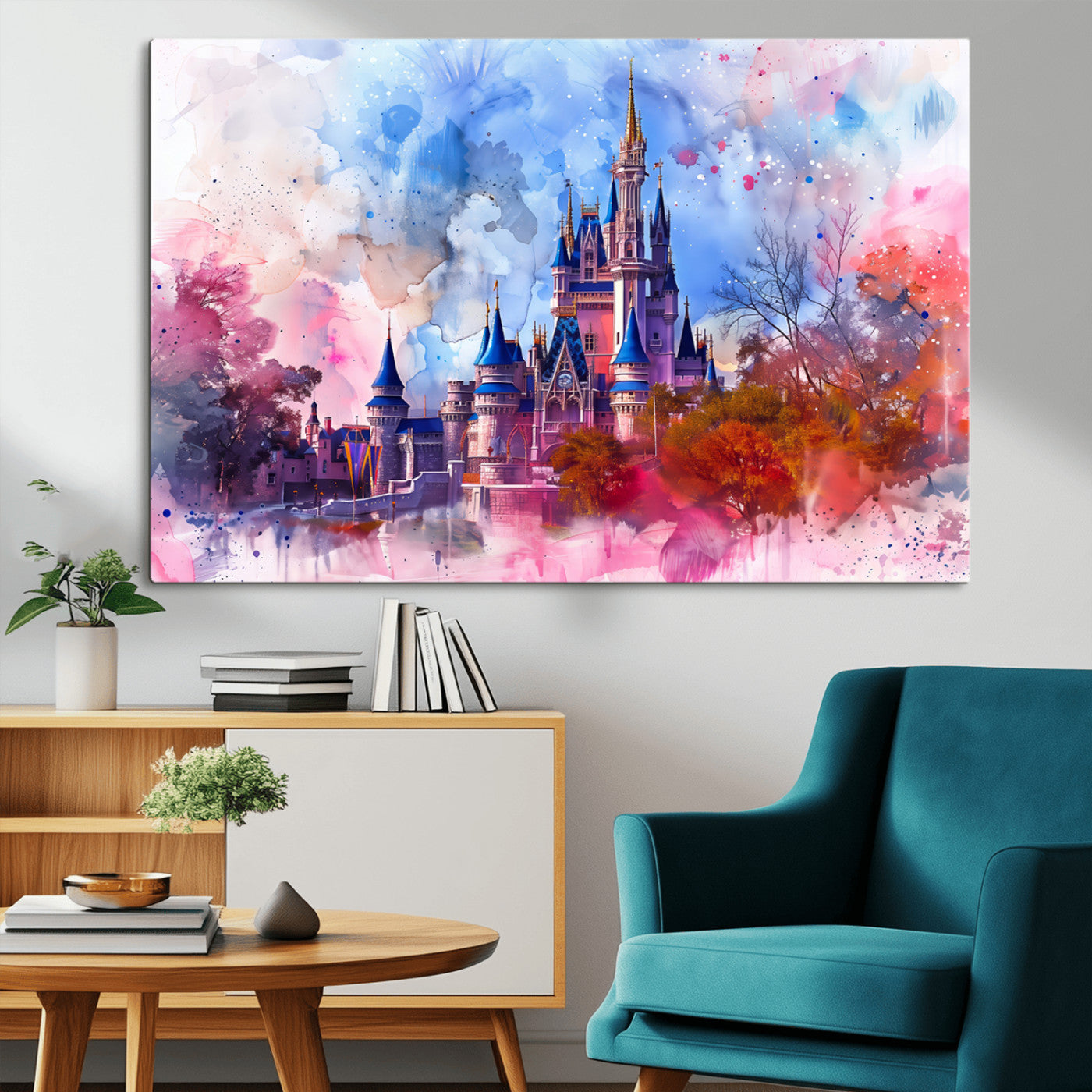 MGV-CV-36X24 - Disney Wall Art: Dreamy Watercolor Cinderella Castle Canvas Print