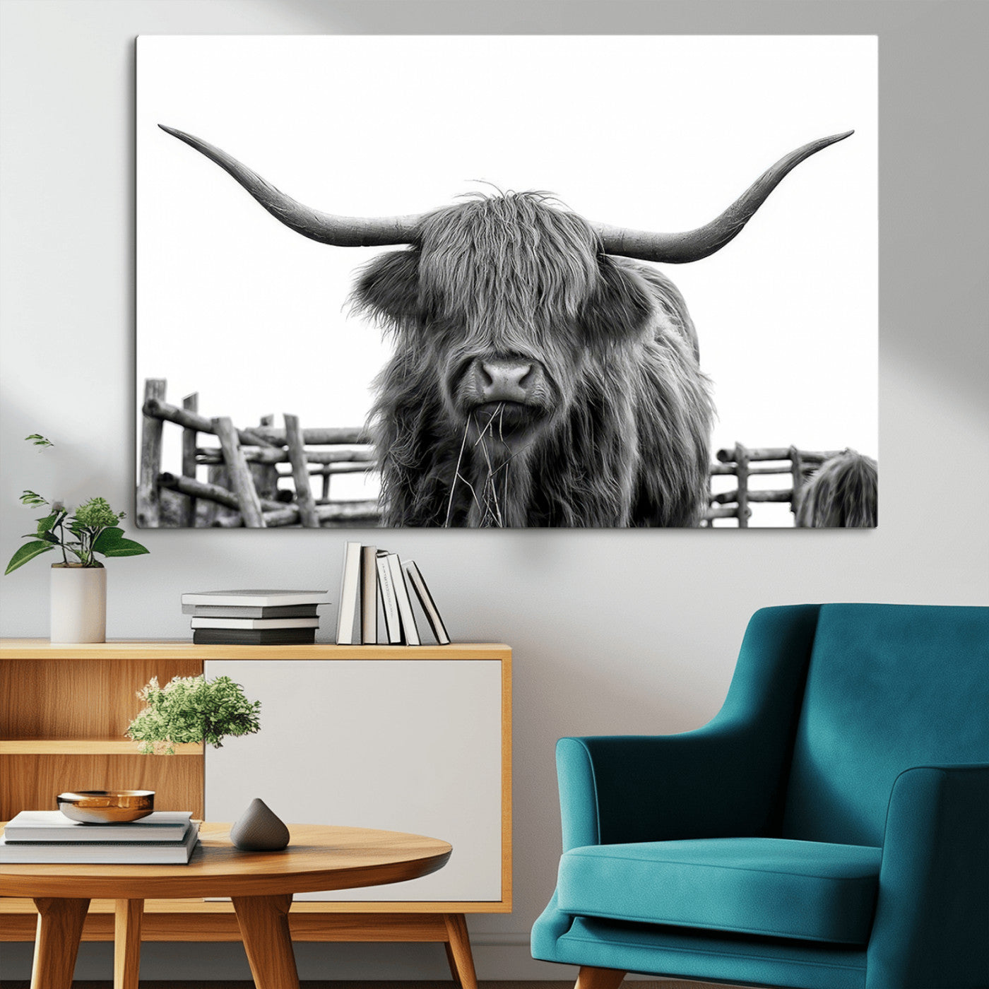 MGV-CV-36X24 - Longhorn Canvas Print, Bighorn Cow Wall Art Canvas Print