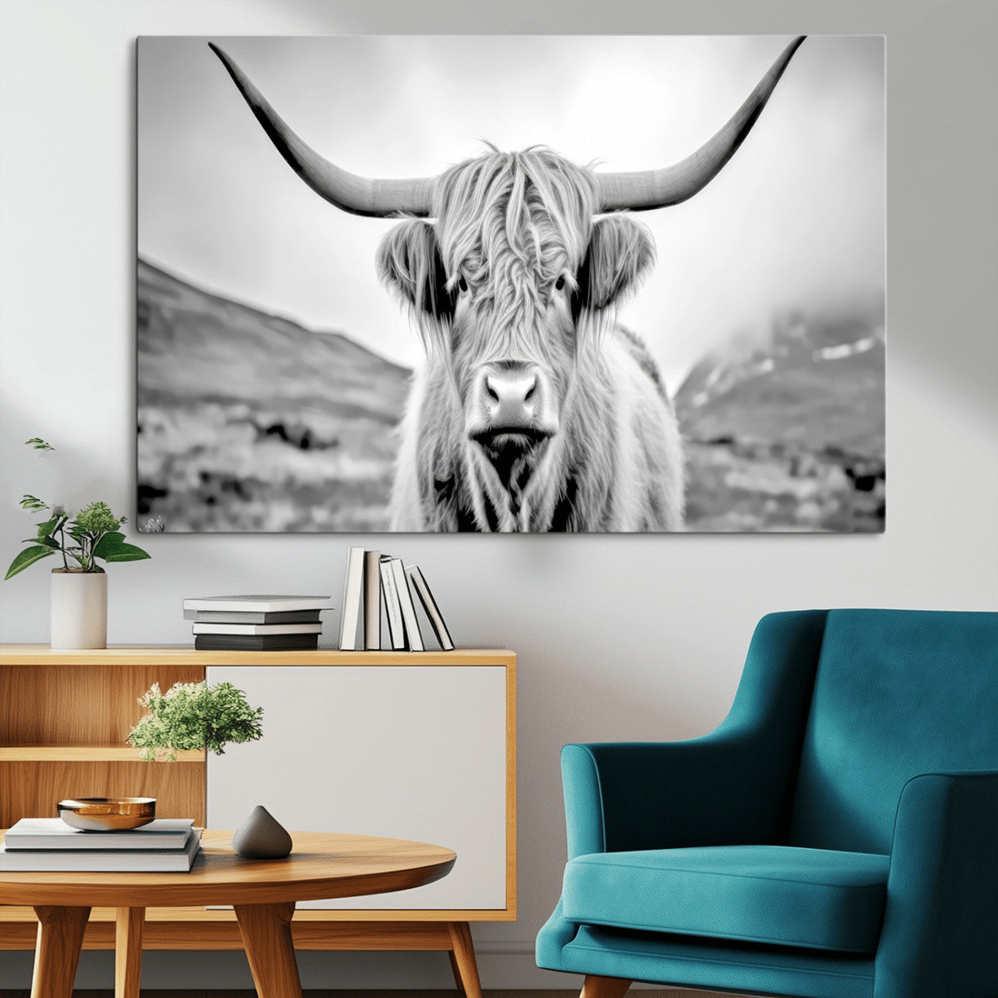 MGV-CV-36X24 - Scottish Cow Wall Art Canvas Print