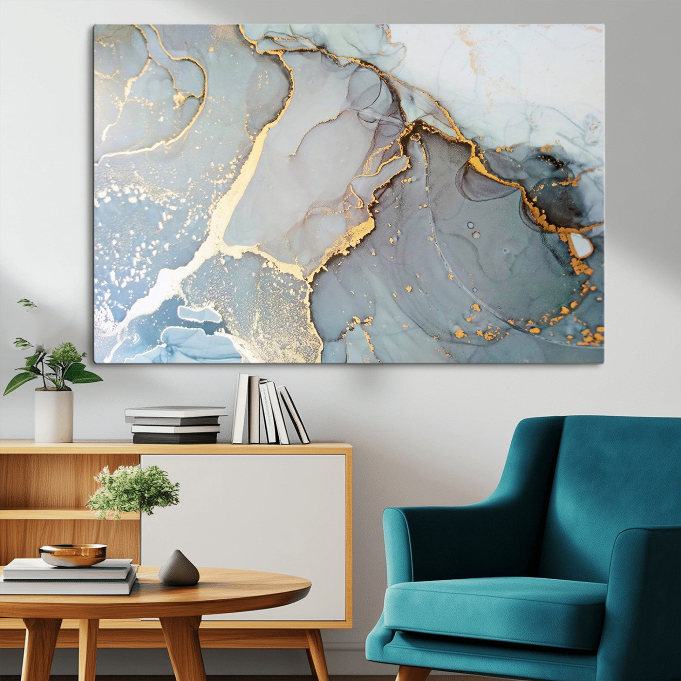 -Large Abstract Marble Wall Art Canvas Print for Living Room and Farmhouse Decor