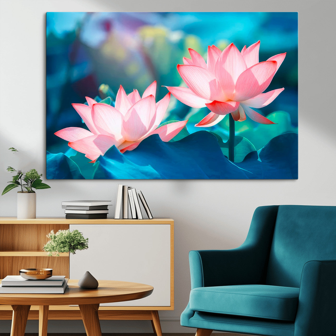 MGV-CV-36X24 - Pink Lotus Flower Canvas Wall Art | Vibrant Floral Wall Decor for Living Room, Office, or Bedroom | Large Botanical Art