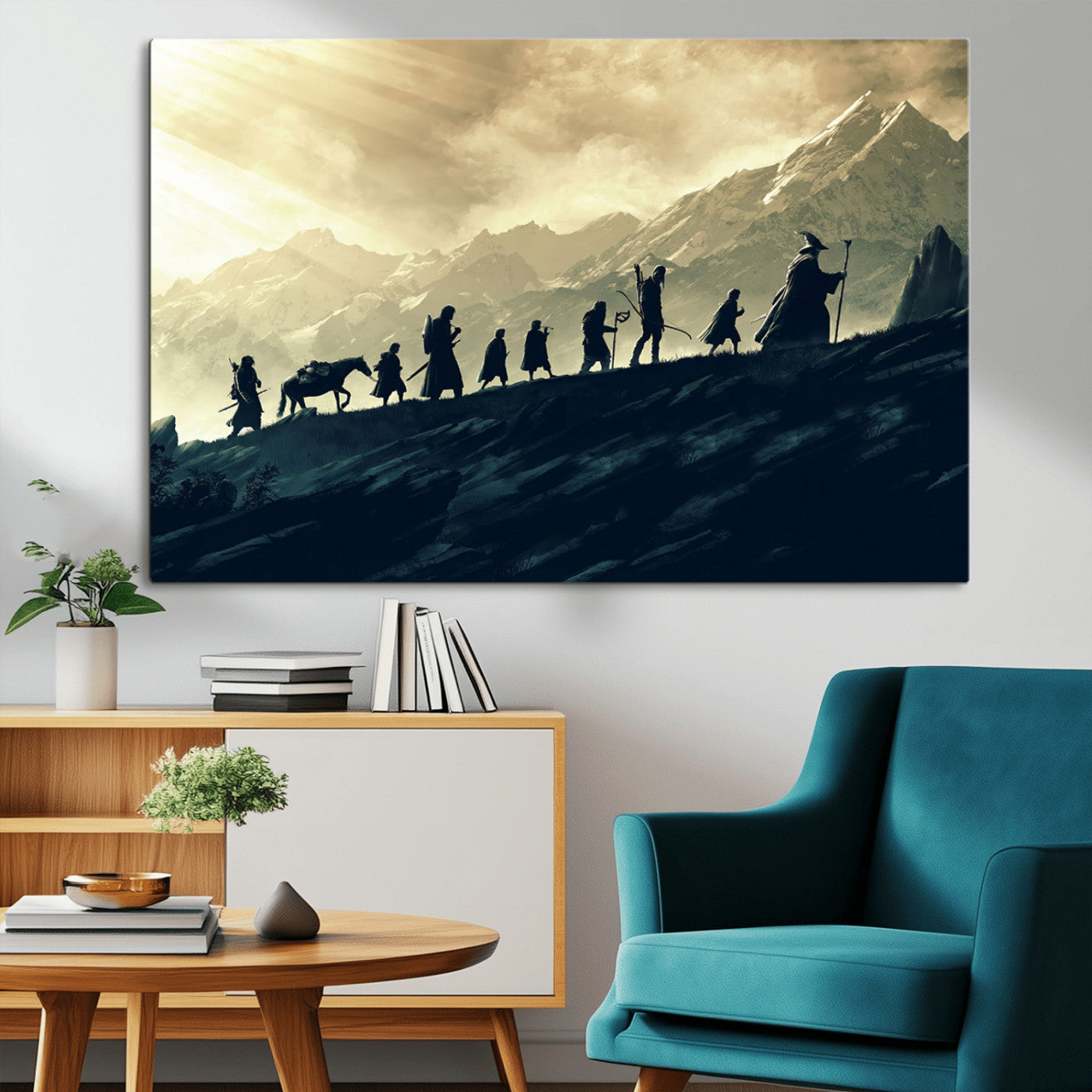 41574-MGV-CV-36X24-Lord of the Rings Silhouette Wall Art Capturing the Epic Quest Through Middle-Earth - The