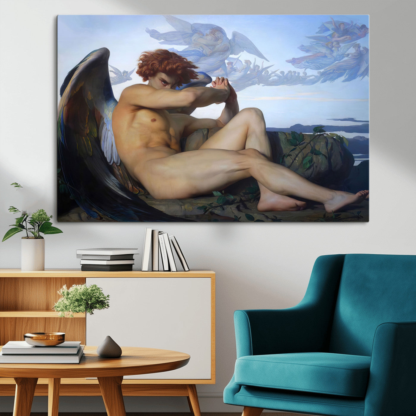 MGV-CV-36X24 - Fallen Angel Wall Art Canvas Print – Classic Art, Framed, Ready to Hang - Alexandre Cabanel Reproduction Canvas Print
