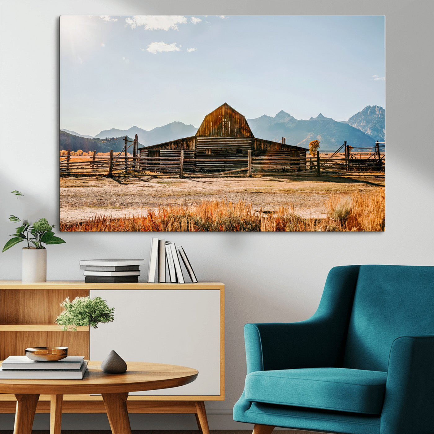 MGV-CV-36X24 - Vintage Old Barn Field Wall Art Canvas Print for Farmhouse Decor - Rustic Barn Wall Art Canvas Print