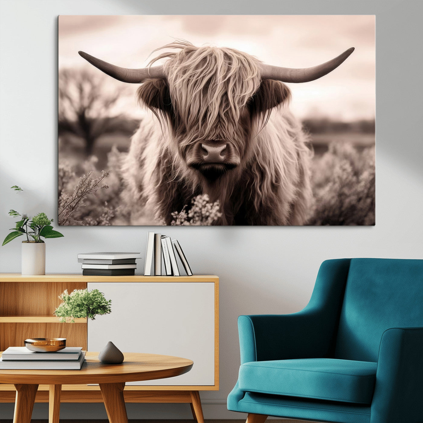 MGV-CV-36X24 - Scottish Cow Longhorn Wall Art Canvas Print