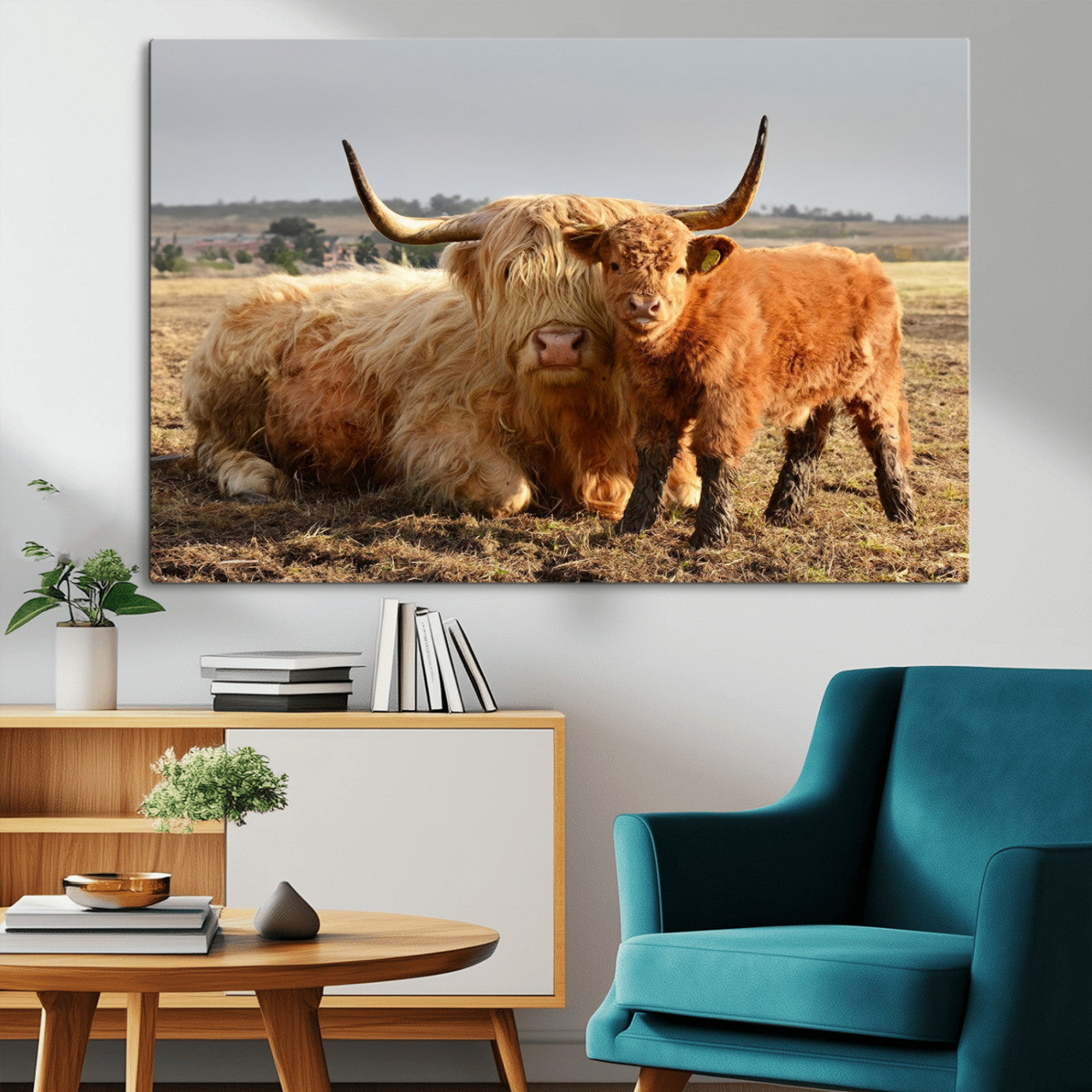 MGV-CV-36X24 - Highland Cow Canvas Wall Art Animal Print for Farm House Decor