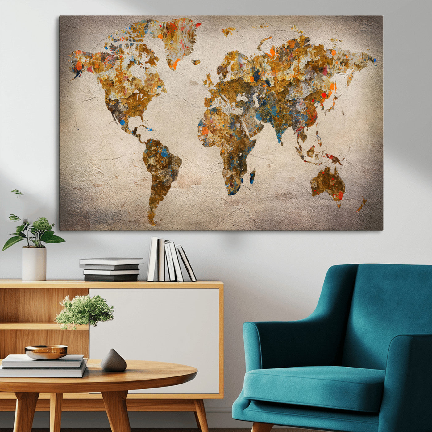 MGV-CV-36X24 - Push Pin World Map Canvas Print – Framed Wall Art for Couples to Track Their Travels – Anniversary