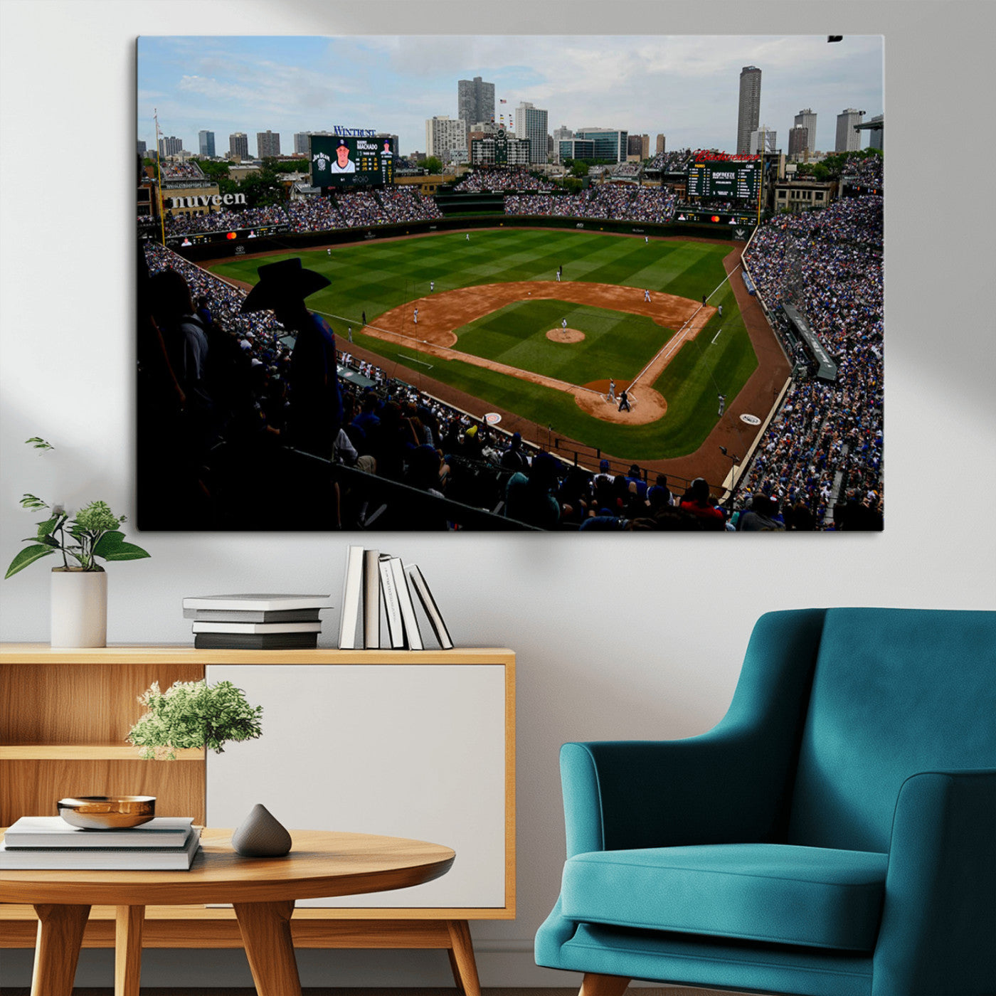 MGV-CV-36X24 - Chicago Cubs Baseball Team Print - Wrigley Field Stadium Wall Art Canvas Print