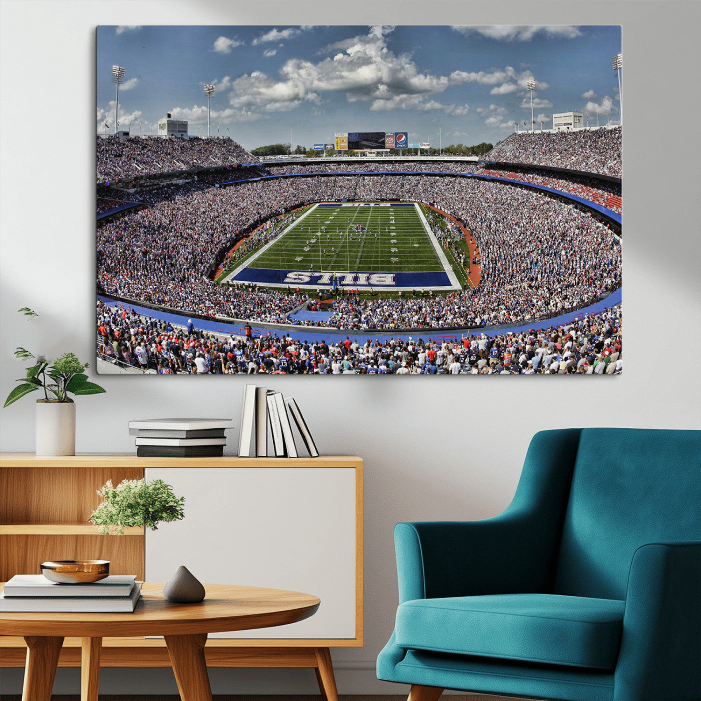 MGV-CV-36X24 - Buffalo Bills Highmark Stadium Wall Art Canvas Print - Bills Stadium Game Day Triple Canvas Wall Art - Buffalo Bills NFL Match