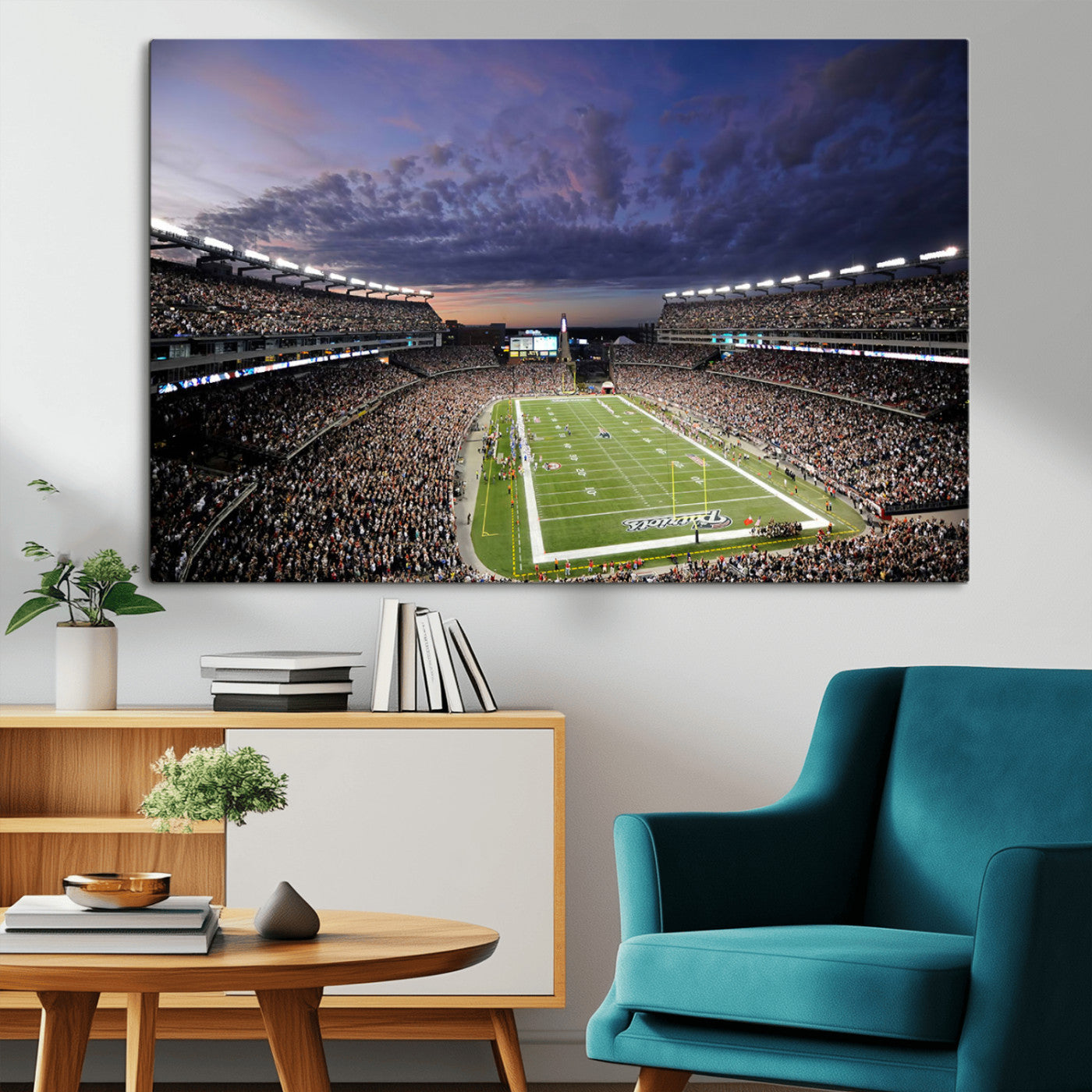 MGV-CV-36X24 - New England Patriots Football Team Print - Foxborough Gillette Stadium Wall Art Canvas Print