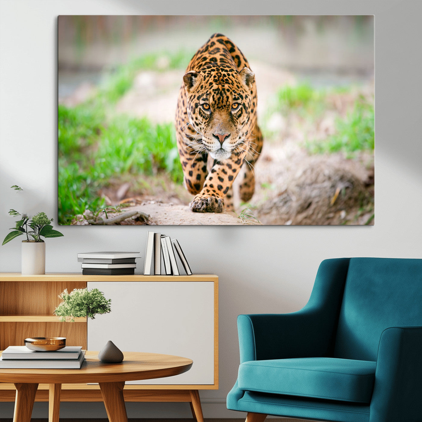 MGV-CV-36X24 - Leopard on the Prowl - Stunning Large Framed Canvas Wall Art for Living Room, Bedroom, or Office Décor, Vibrant Wildlife Print, Ready to Hang