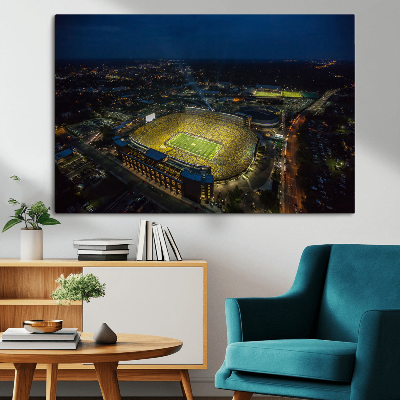 MGV-CV-36X24 - Michigan Wolverines Football Team Print - Michigan Stadium Wall Art Canvas Print