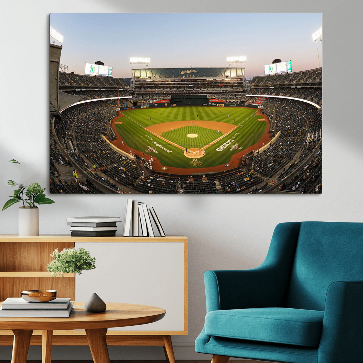MGV-CV-36X24 - Oakland Athletics Baseball Team Print - RingCentral Coliseum Stadium Wall Art Canvas Print