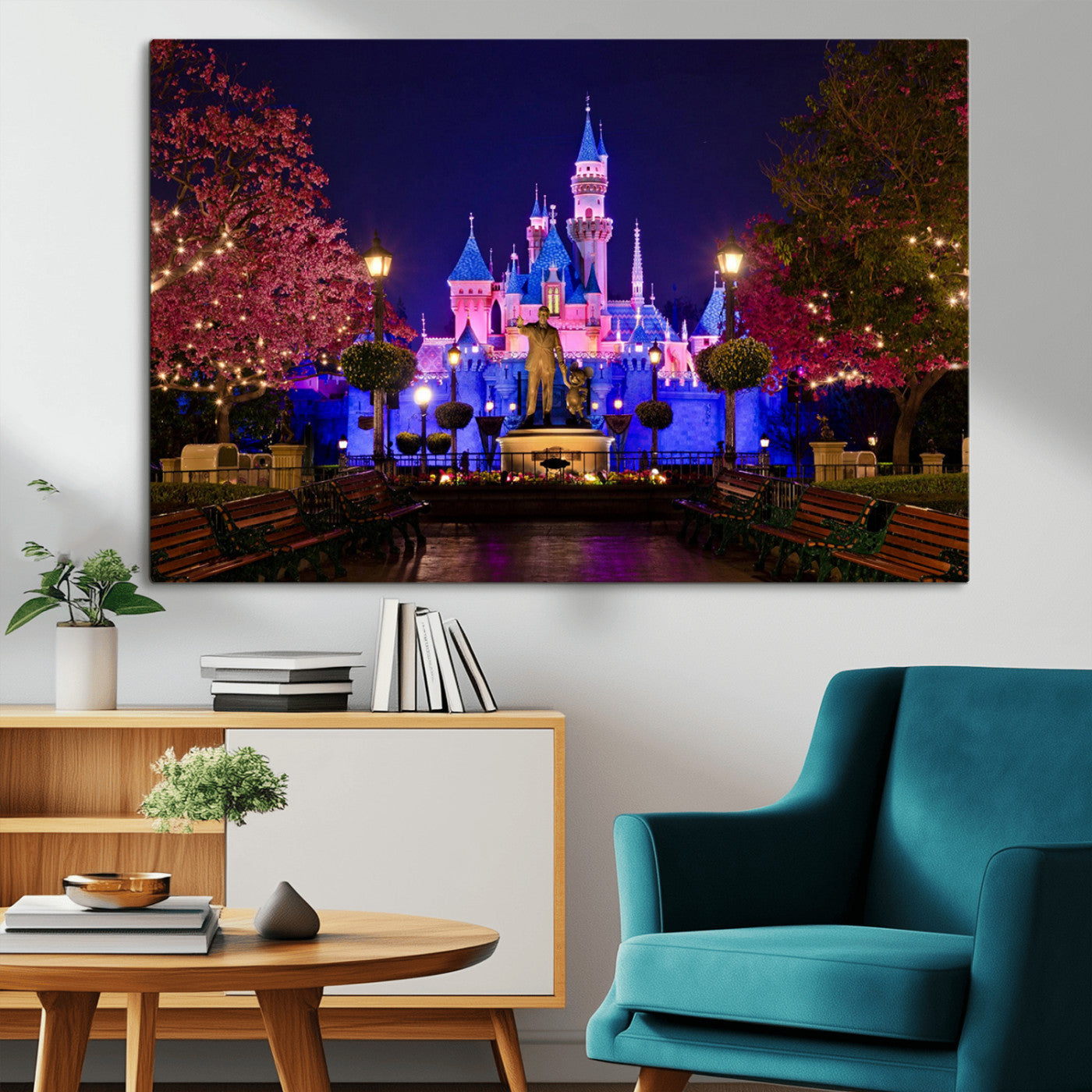 MGV-CV-36X24 - Castle Large Wall Art Disney Magic Kingdom Kids Room Decor - Disney World Christmas Home Decor Child