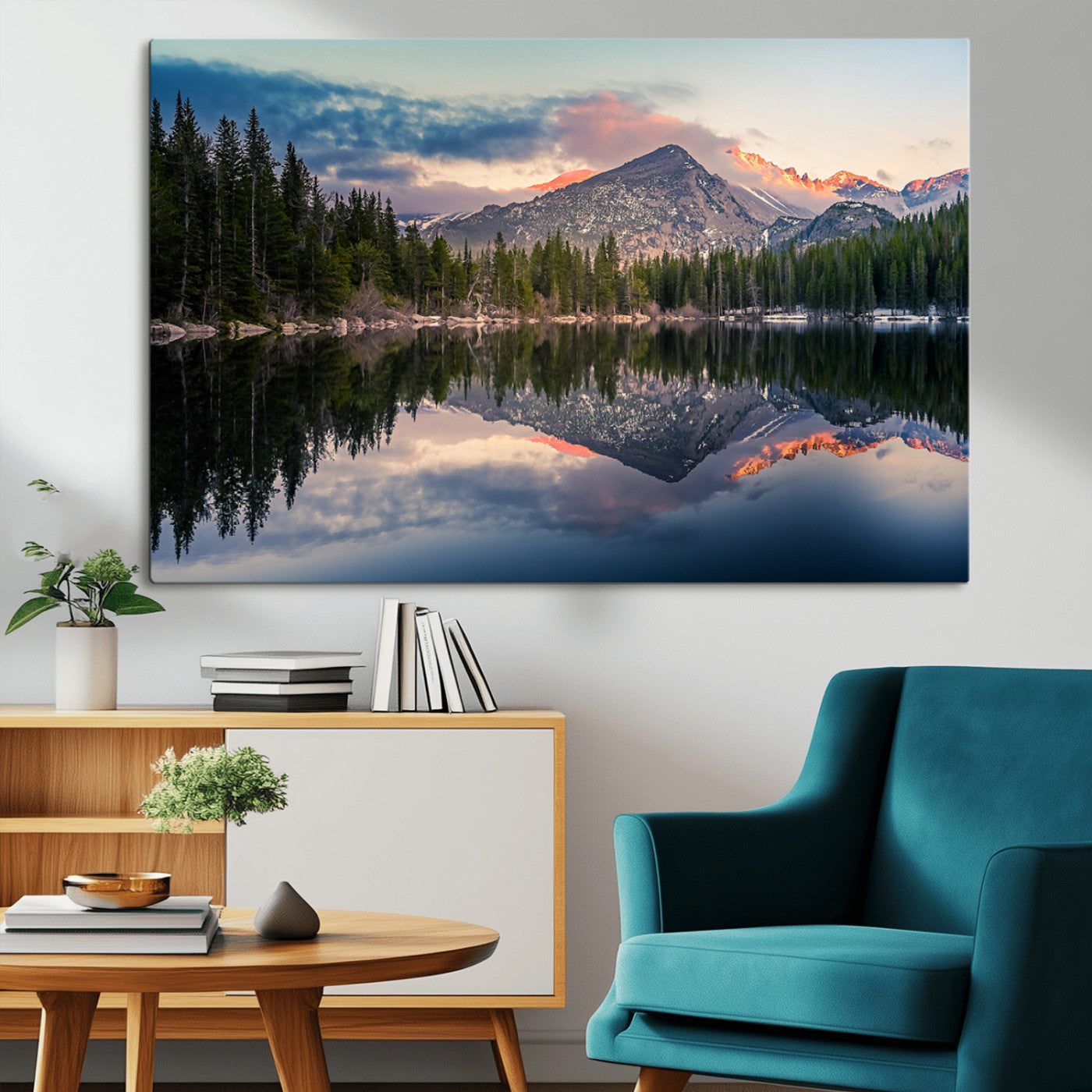 MGV-CV-36X24 - Bear Lake Reflection at Rocky Mountain National Park Wall Art Canvas Print, Scenic Mountain Landscape Canvas Print Set | Mountain Lake Wall Art Print