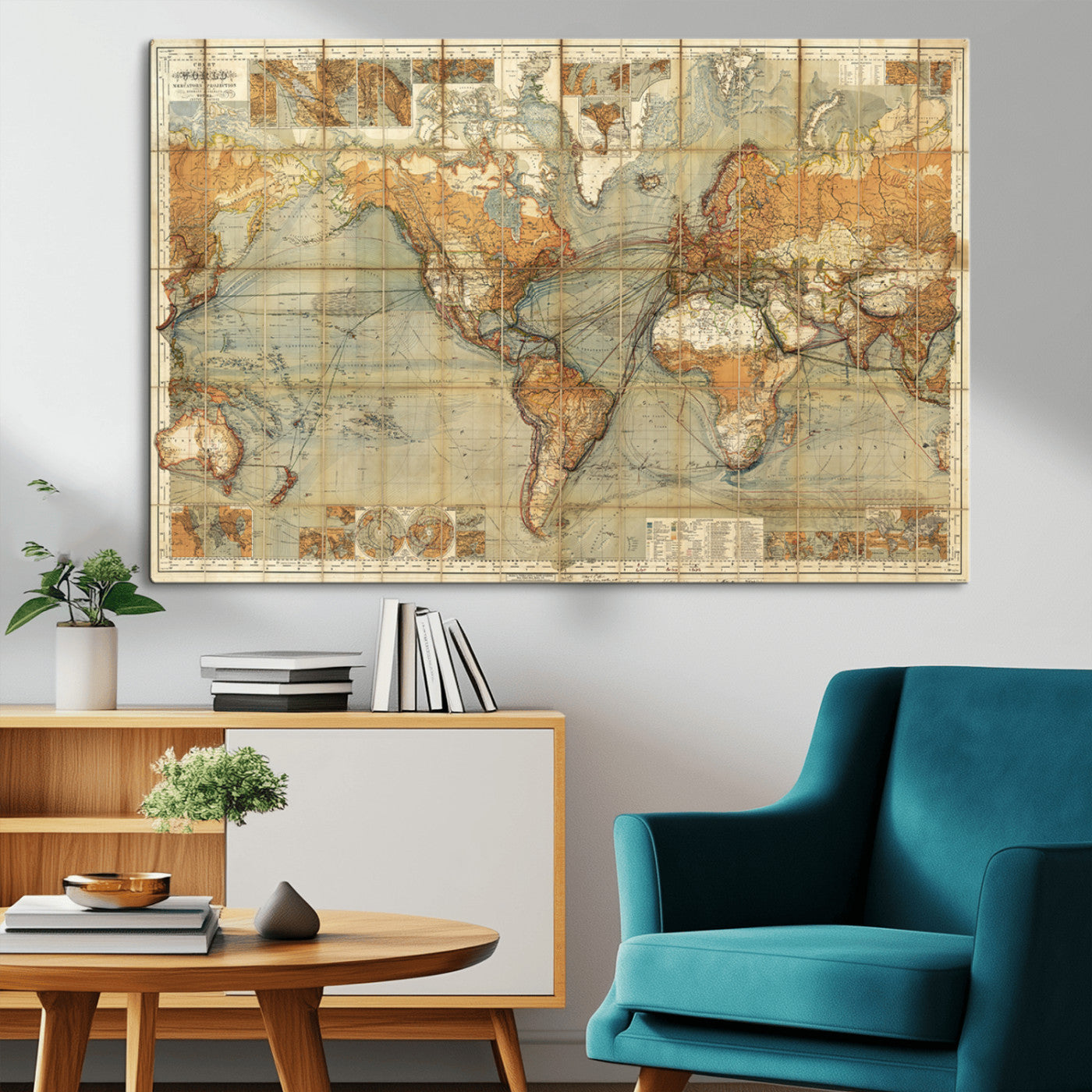 MGV-CV-36X24 - Push Pin World Map Canvas Print – Framed Wall Art for Couples to Track Their Travels – Anniversary