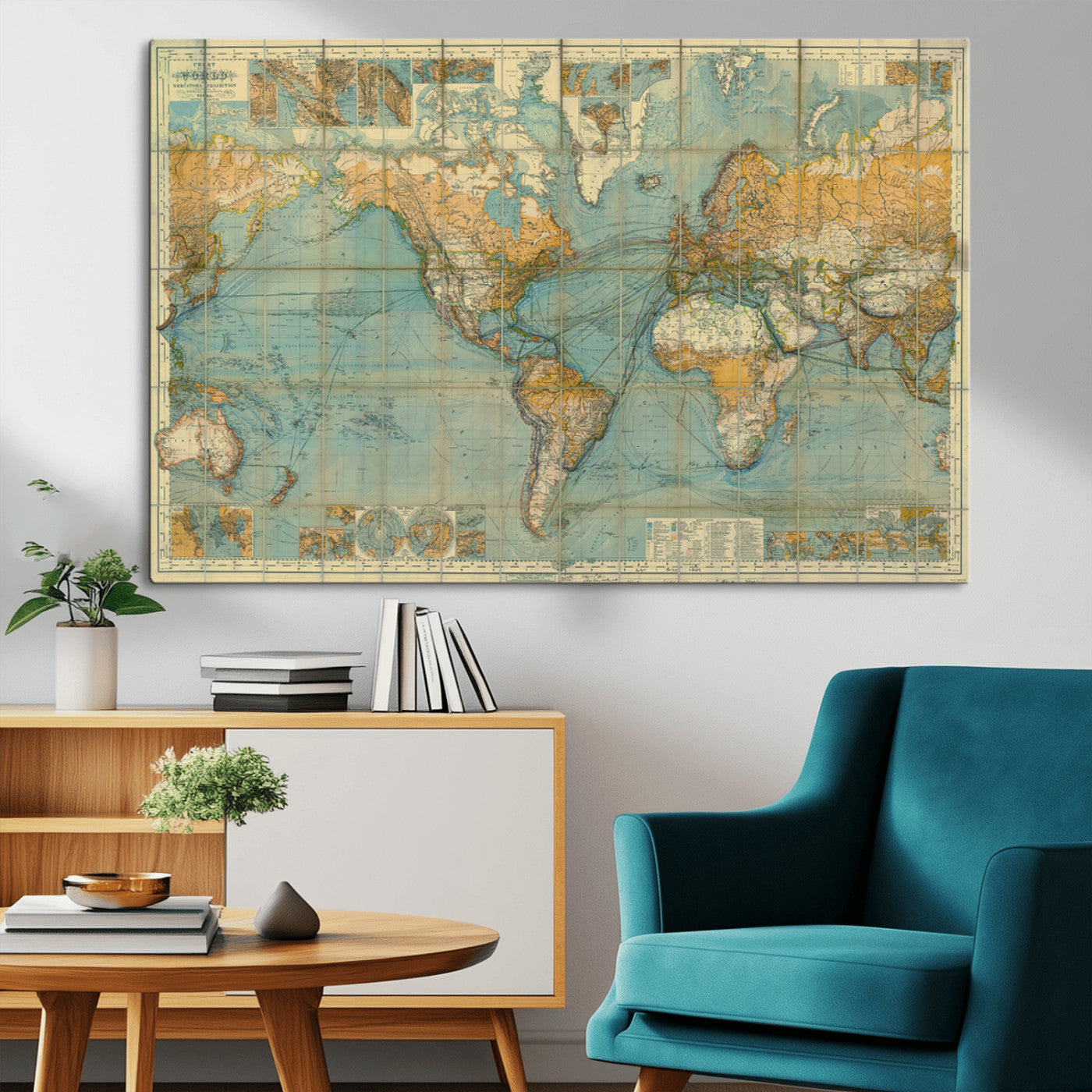 MGV-CV-36X24 - Push Pin World Map Canvas Print – Framed Wall Art for Couples to Track Their Travels – Anniversary