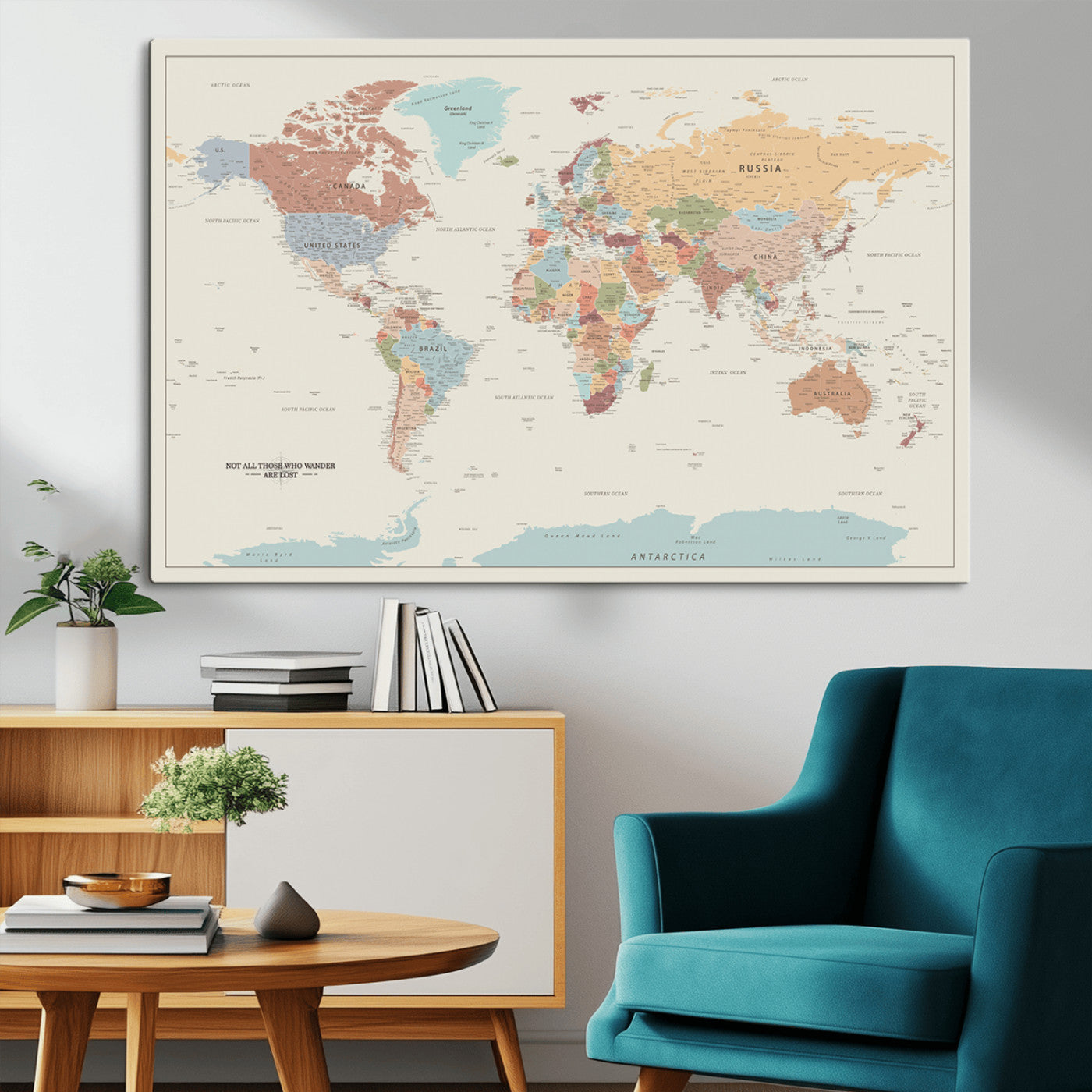 MGV-CV-36X24 - Push Pin World Map Canvas Print – Framed Wall Art for Couples to Track Their Travels – Anniversary