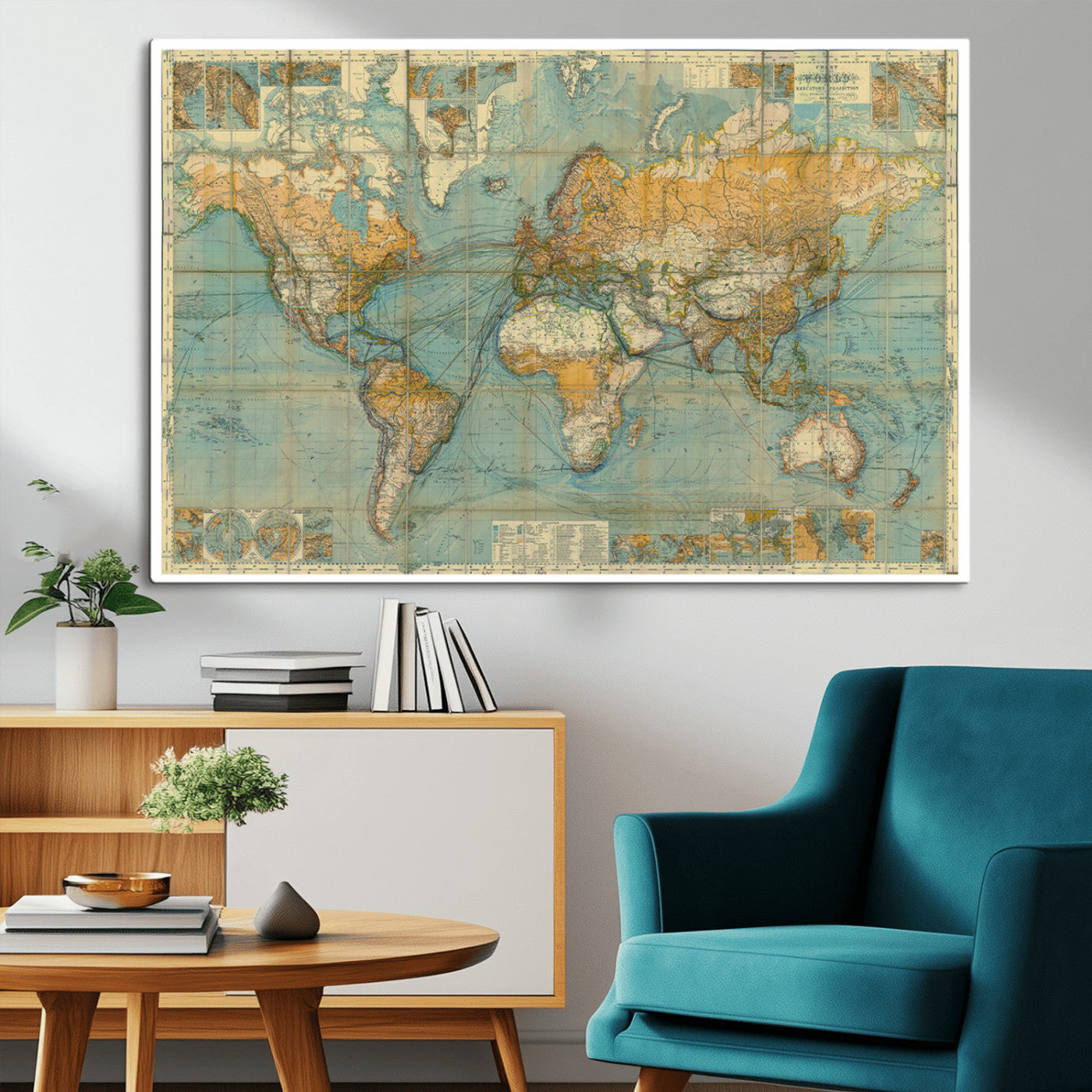 MGV-CV-36X24 - Push Pin World Map Canvas Print – Framed Wall Art for Couples to Track Their Travels – Anniversary