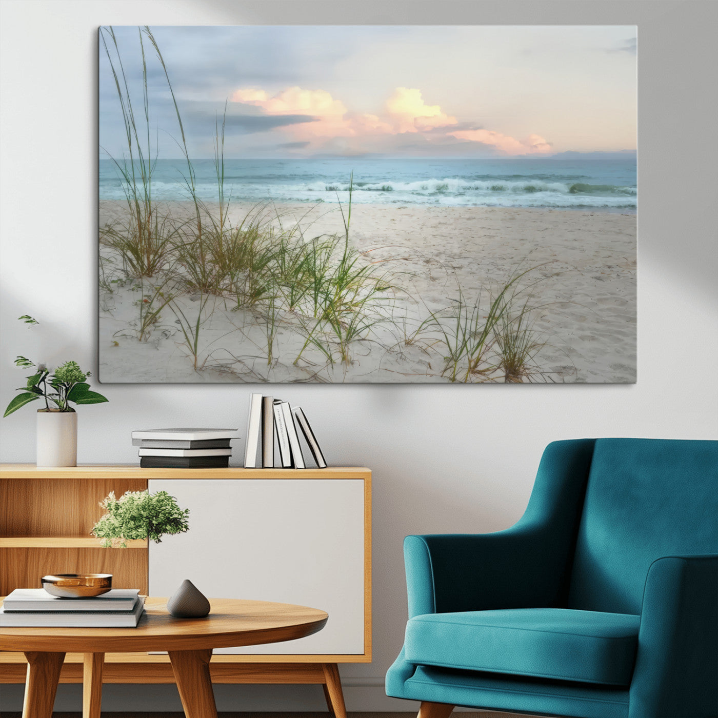MGV-CV-36X24 - Flight Over Coastal Beach Landscape, Flight Over Coastal Beach Print Canvas Wall Art