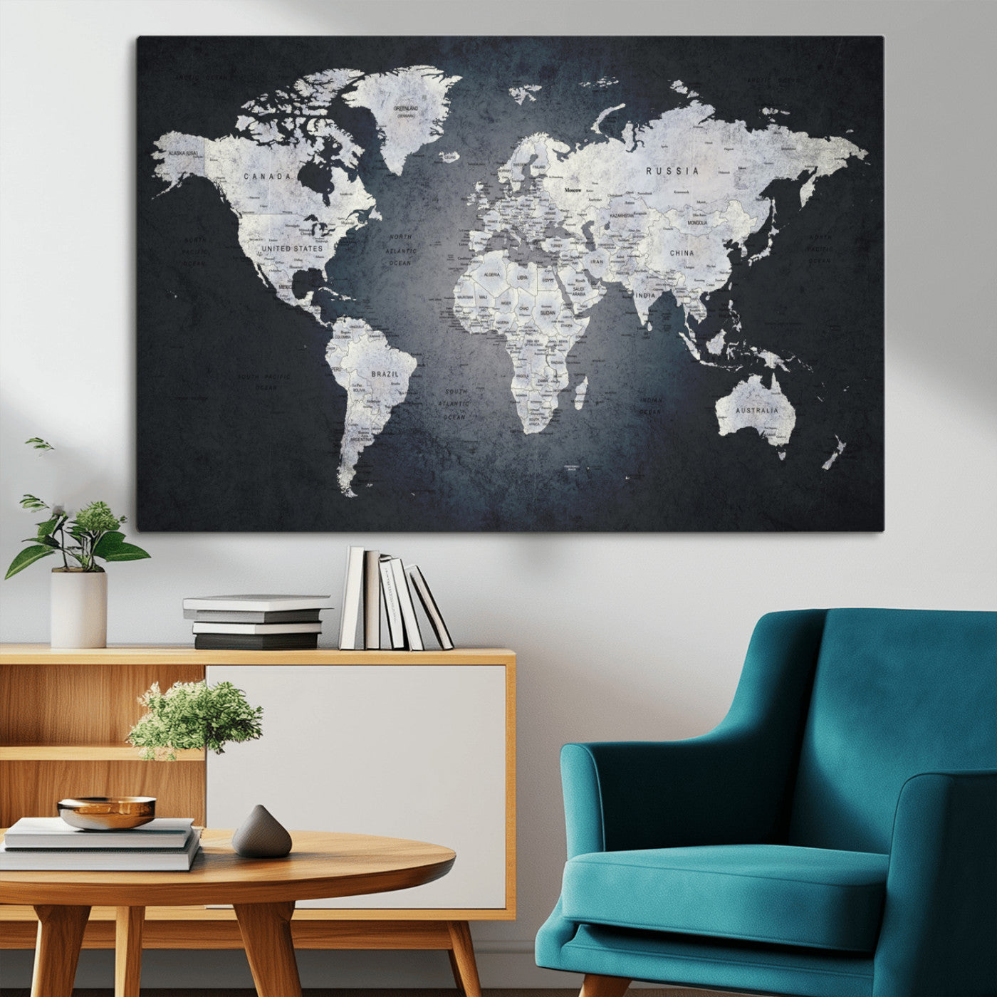 MGV-CV-36X24 - World Map Wall Art Canvas Print for Home and Office Decor