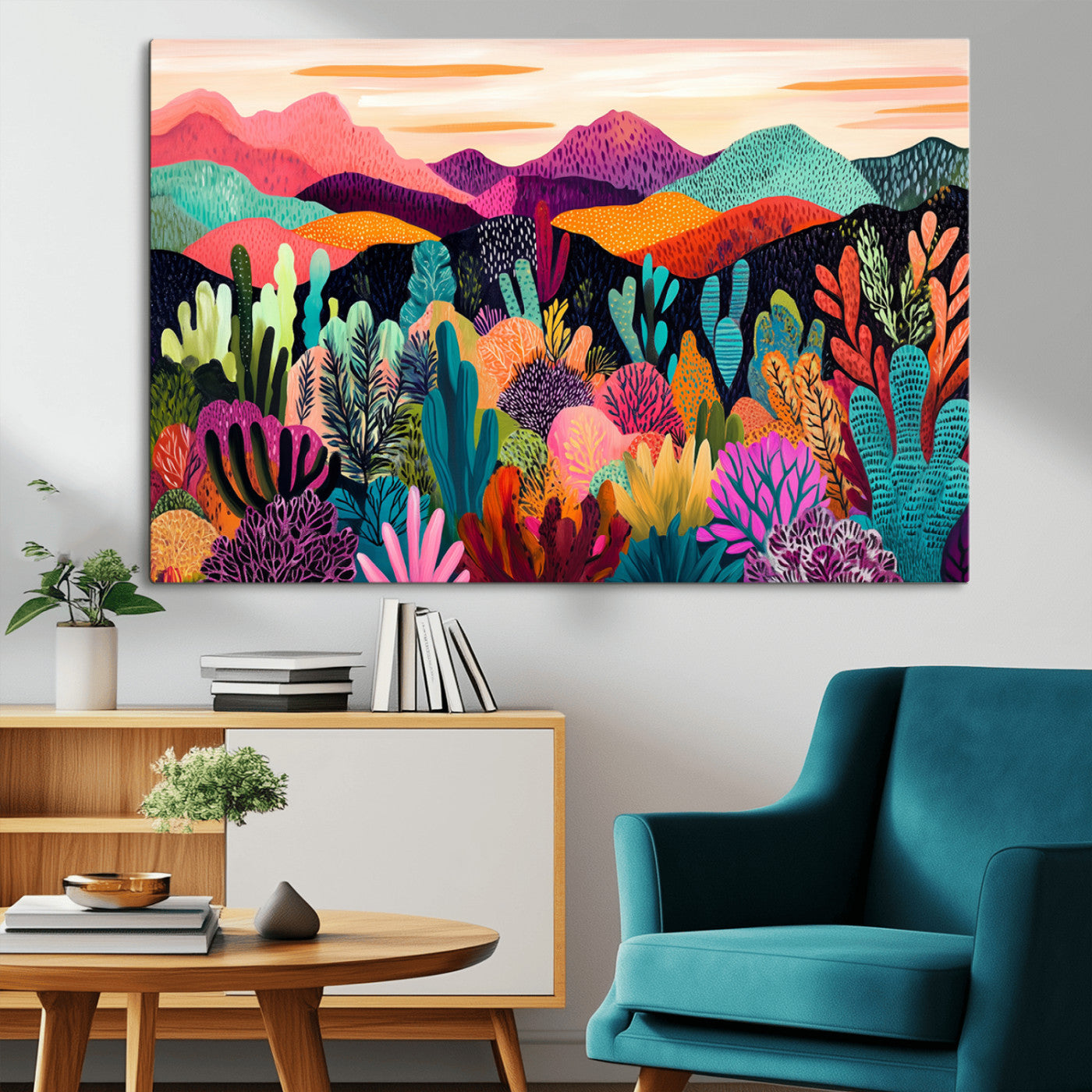 MGV-CV-36X24 - Abstract Kusama Print - Landscape Canvas Wall Art Print - Vibrant Modern Decor for Living Room,