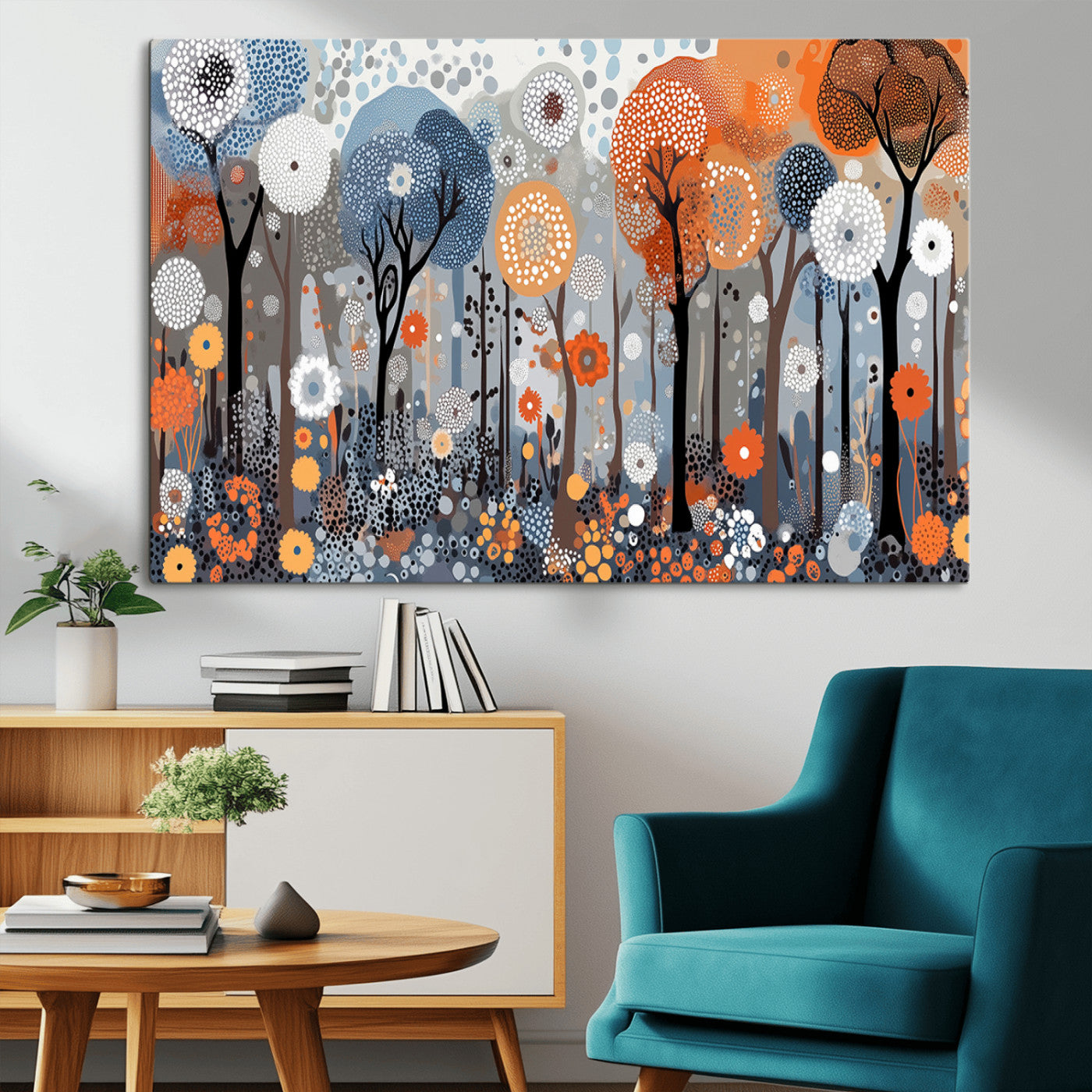 MGV-CV-36X24 - Abstract Winter Landscape Canvas Wall Art Print - Large Colorful Nature Wall Decor