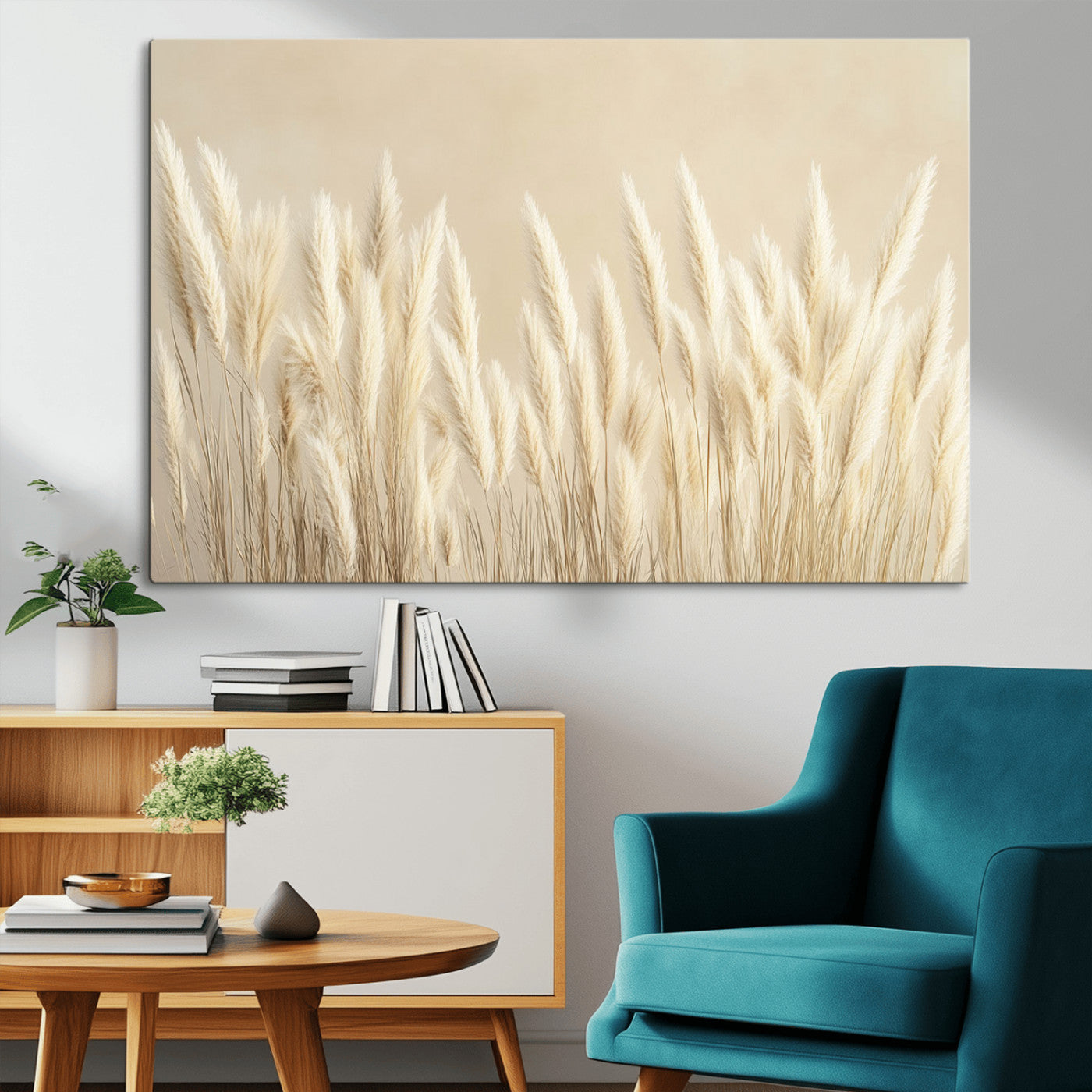 MGV-CV-36X24 - Grass Wall Art Print - Elegant Neutral Decor for Living Room, Boho Minimalist Artwork, Ready to Hang