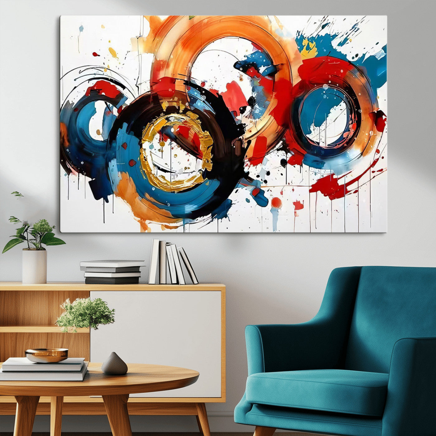 MGV-CV-36X24 - Abstract Wall Art, Rings Wall Art Canvas Print