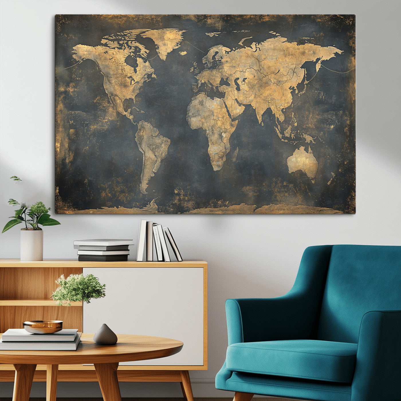 MGV-CV-36X24 - Push Pin World Map Canvas Print – Framed Wall Art for Couples to Track Their Travels – Anniversary