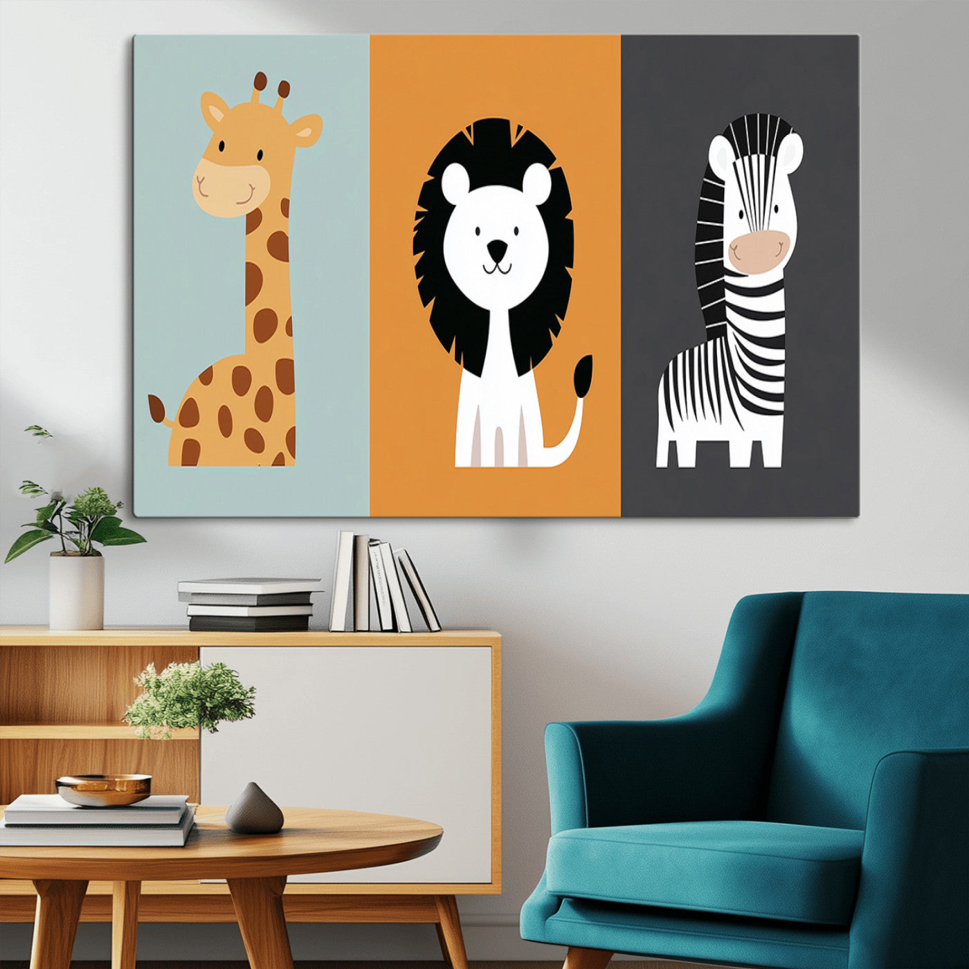 MGV-CV-36X24 - Boho Jungle Animal Nursery Wall Art Prints - Safari Decor in Earth Tones for Modern and Stylish