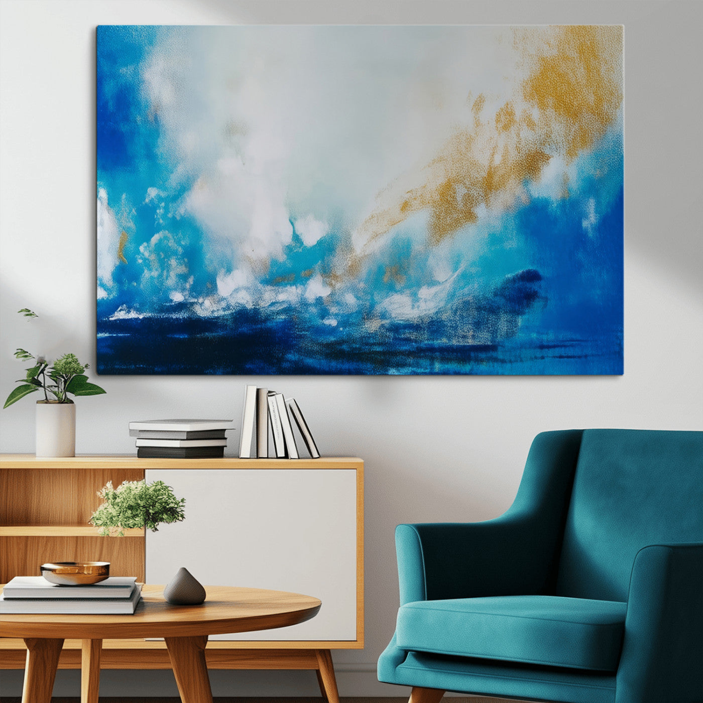 MGV-CV-36X24 - Blue Abstract Print - Dynamic Ocean-Inspired Canvas Wall Art