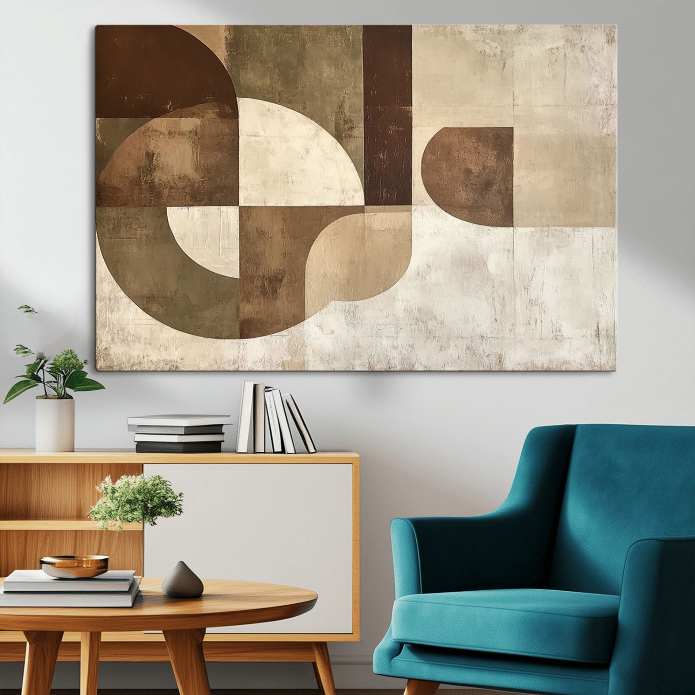 MGV-CV-36X24 - Wabi Sabi Geometric Wall Art | Abstract Modern Minimalist Canvas Print with Neutral Mid Century Art
