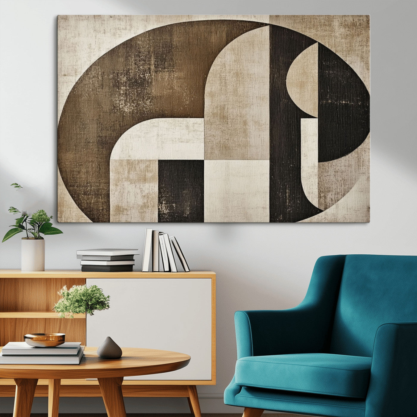 MGV-CV-36X24 - Wabi Sabi Abstract Wall Art | Geometric Modern Minimalist Canvas Print with Neutral Mid Century Art