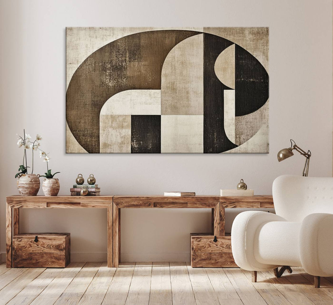 A Wabi Sabi Abstract Wall Art is displayed.