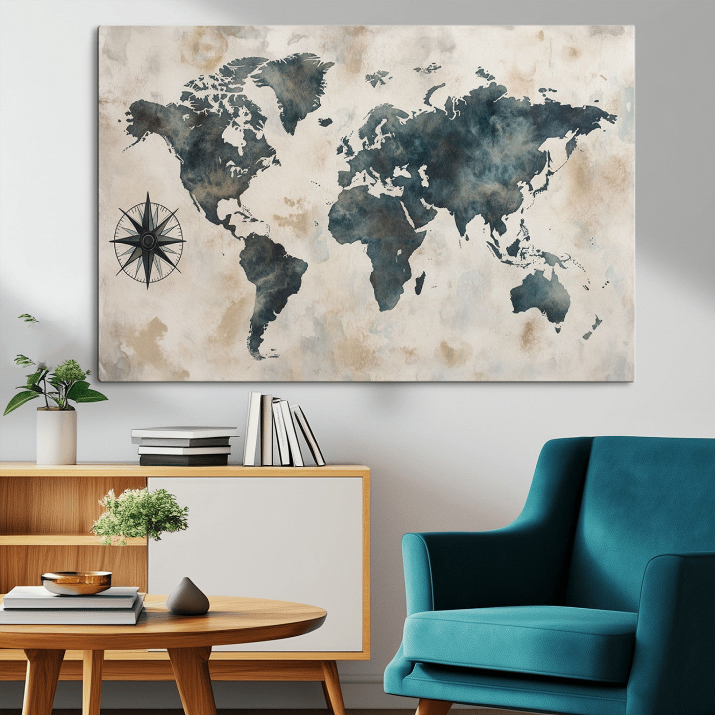 MGV-CV-36X24 - Push Pin World Map Canvas Print – Framed Wall Art for Couples to Track Their Travels – Anniversary