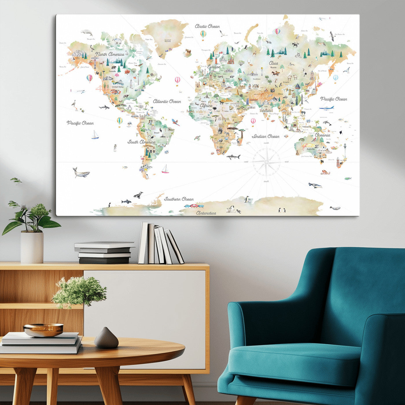 MGV-CV-36X24 - Push Pin World Map Canvas Print – Framed Wall Art for Couples to Track Their Travels – Anniversary