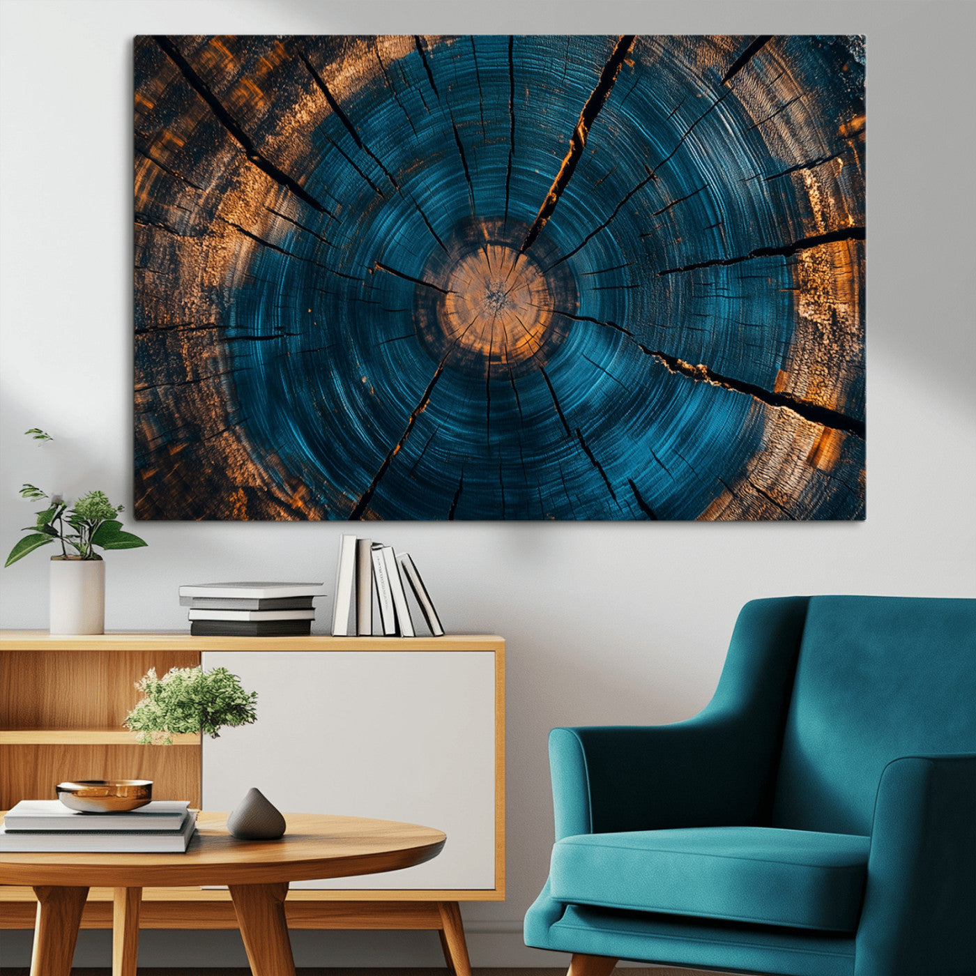 MGV-CV-36X24 - Abstract Tree Rings Wall Art Canvas Print - Wood Grain Rings Artwork Print - Nature Woodland Modern