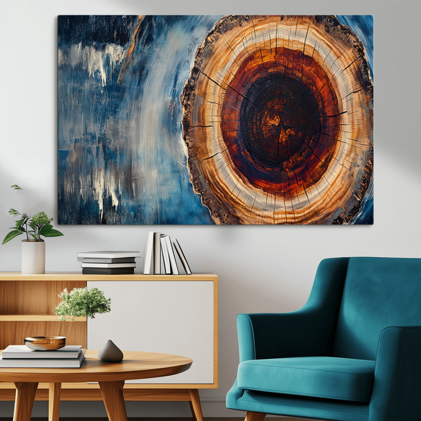 MGV-CV-36X24 - Abstract Tree Rings Wall Art Canvas Print - Wood Grain Rings Canvas Print - Nature Woodland Wall