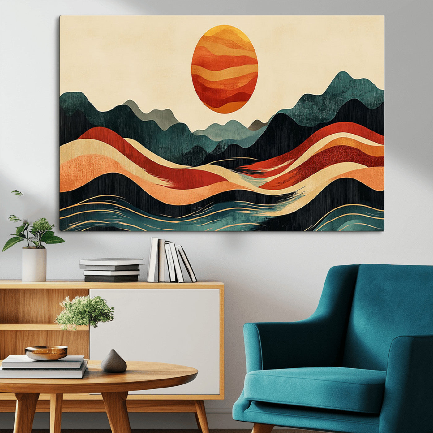 MGV-CV-36X24 - Mountain Triptych Wall Art - Western Nature Prints - Framed Boho Pine Tree Canvas for Log Cabin or