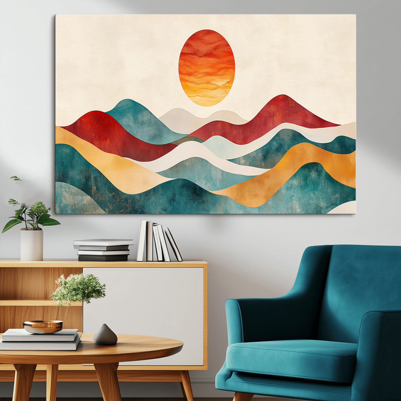 MGV-CV-36X24 - Southwest Mountain Canvas - Boho Triptych Wall Art - Rustic Woodland Nursery Decor - Abstract Nature