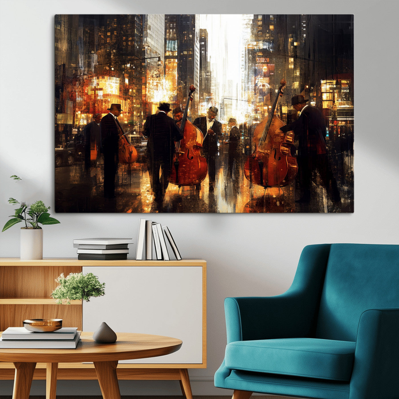 MGV-CV-36X24 - Abstract Jazz Art Wall Art Canvas Print - Framed Abstract Music Canvas - Colorful Instrument Poster