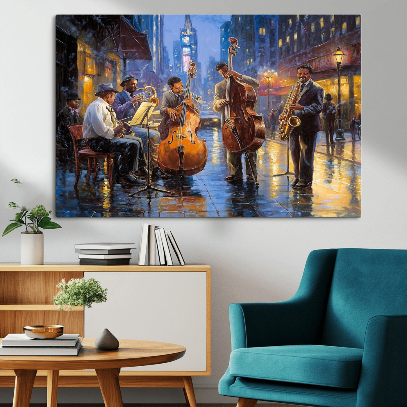 MGV-CV-36X24 - Colorful Jazz Wall Art - African American Music Canvas Print - Framed Abstract Music Poster for Home