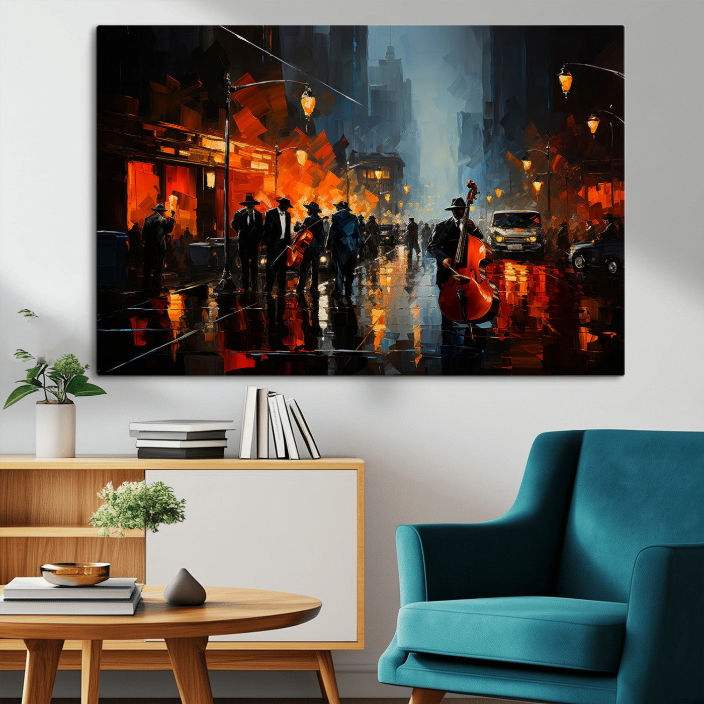MGV-CV-36X24 - Winston Porter Jazz Wall Art - African American Music Canvas - Abstract Colorful Music Art - Framed