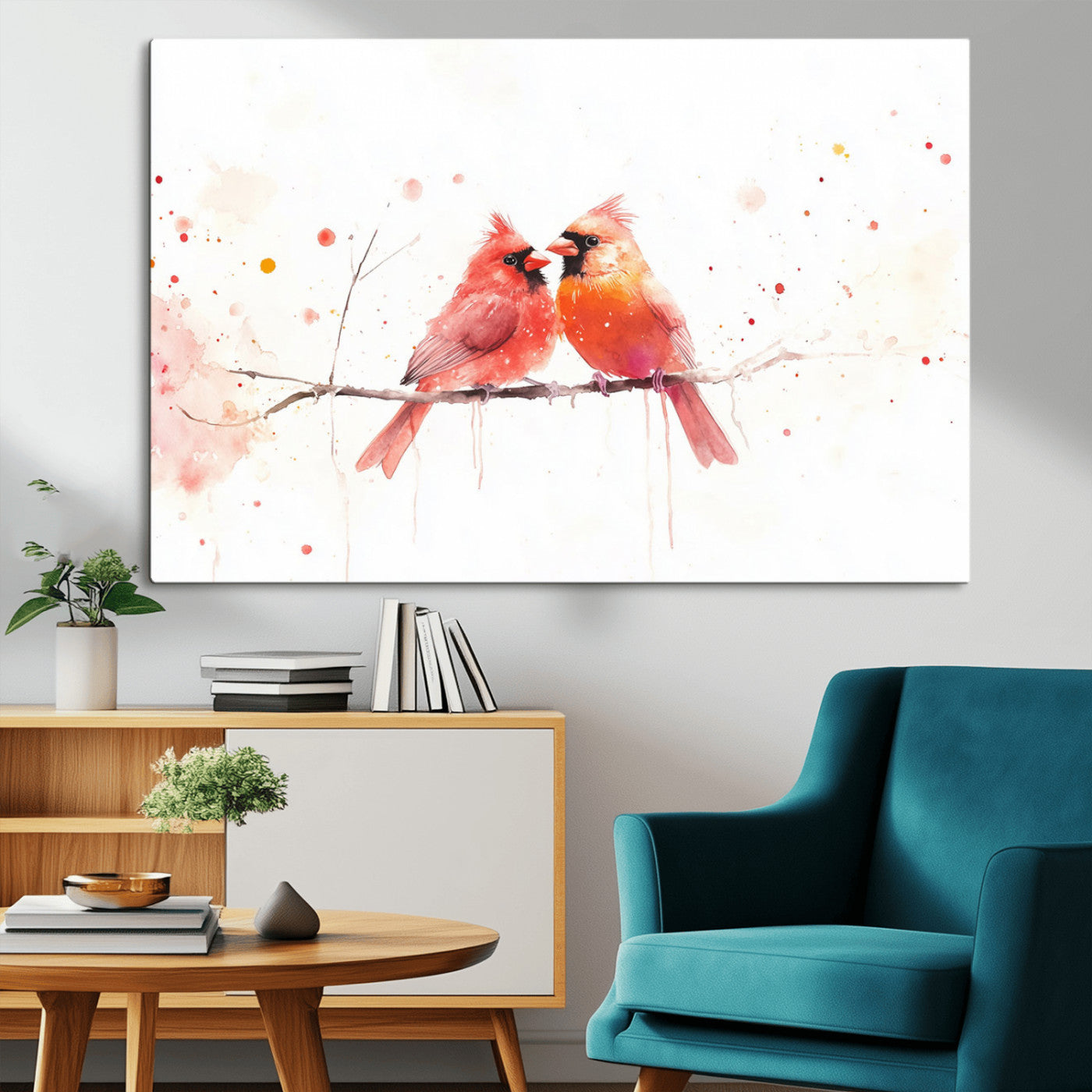 MGV-CV-36X24 - Cardinal Bird Canvas Wall Art - Male and Female Cardinal Print - Nature-Inspired Bird Wall Decor for