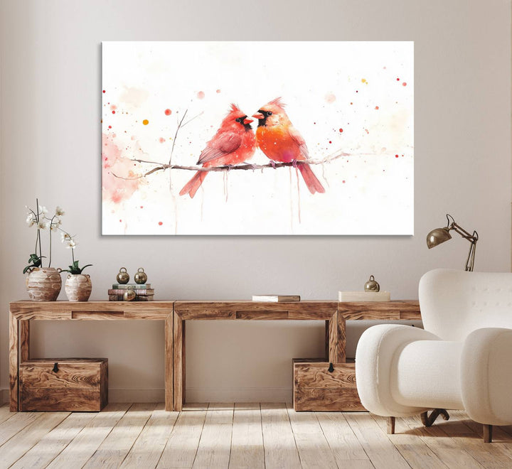 The Cardinal Bird Canvas Wall Art adds vibrant wildlife art to the wall.