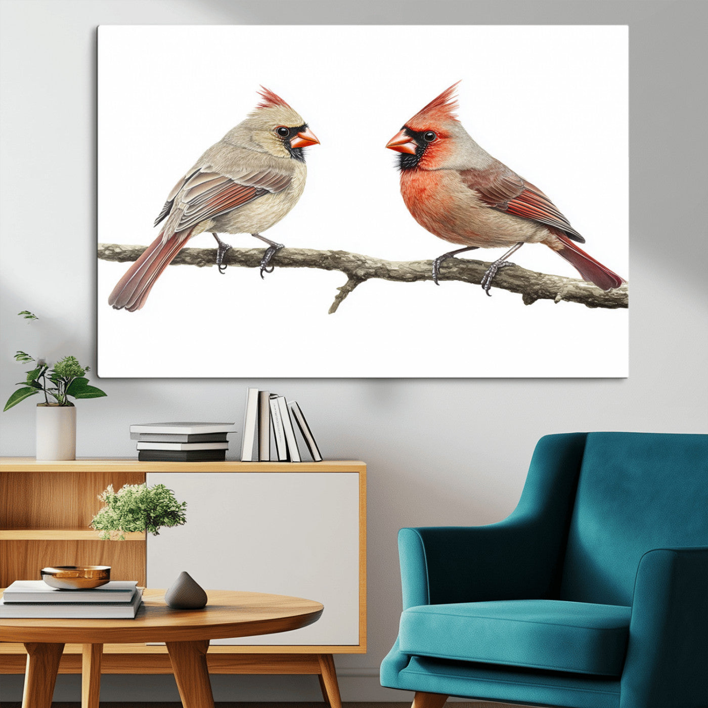 MGV-CV-36X24 - Cardinal Canvas Wall Art - Male and Female Cardinal Print - Nature-Inspired Bird Wall Decor for Home