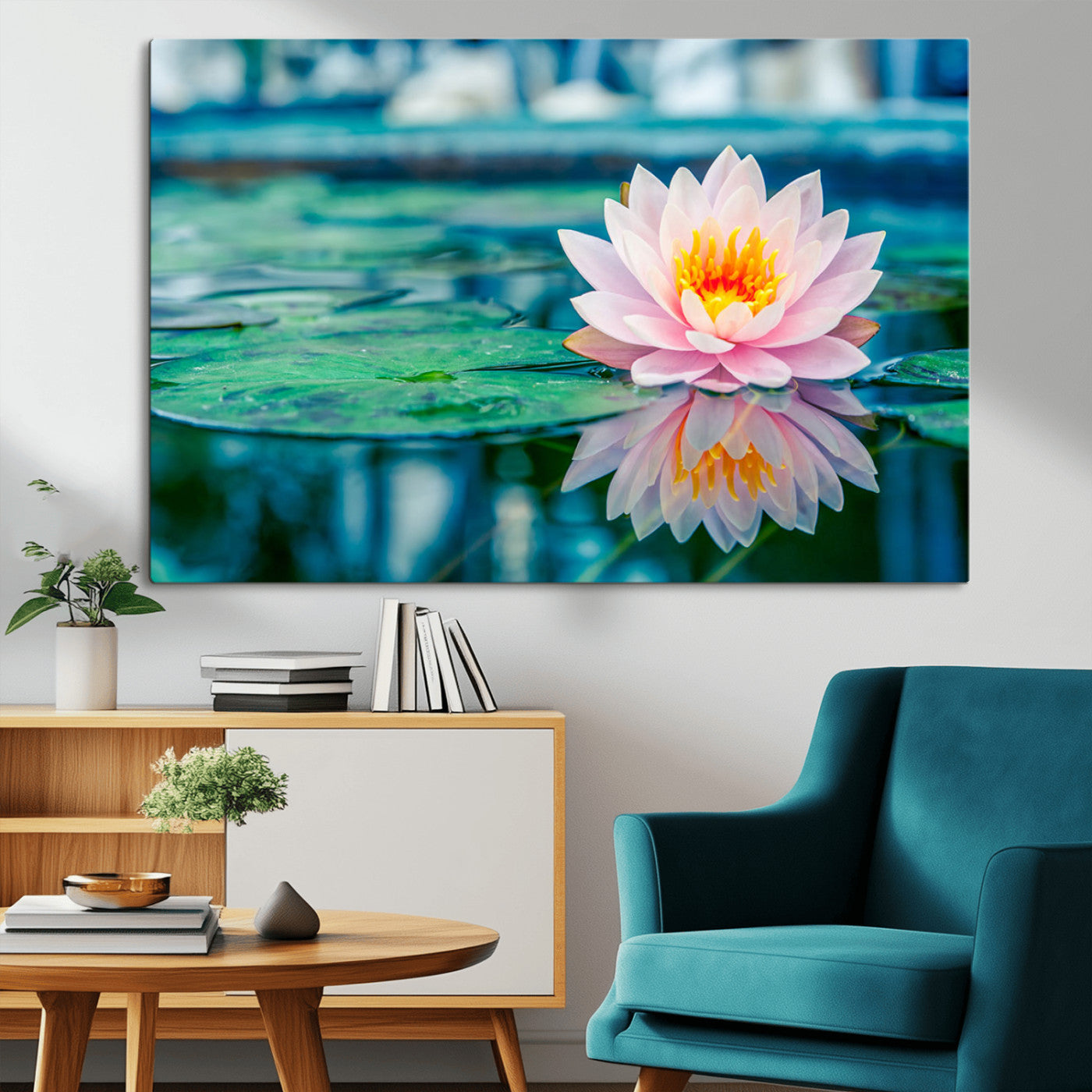 MGV-CV-36X24 - Lotus Flower Wall Art Canvas Print, Water Lily Large Wall Art Canvas Print for Yoga Room Decor,